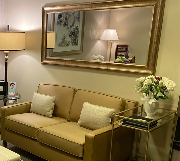 NYC dentist- stylish furniture in waiting room at Sachar dental NYC