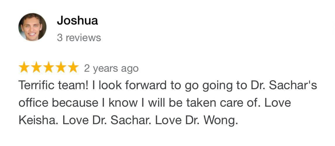 picture of 5 star review of Sachar Dental NYC