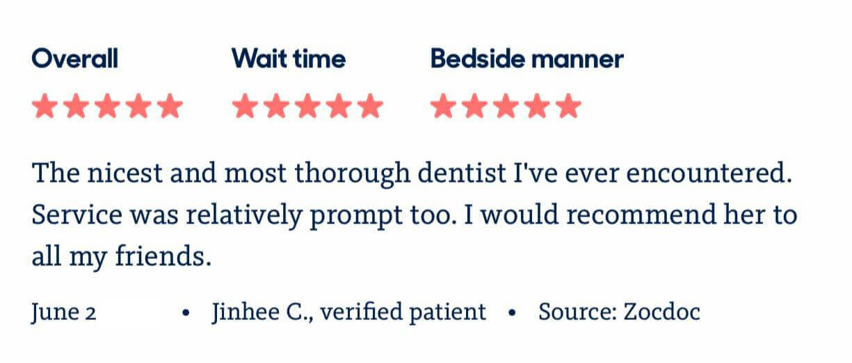 picture of 5 star review Sachar Dental NYC