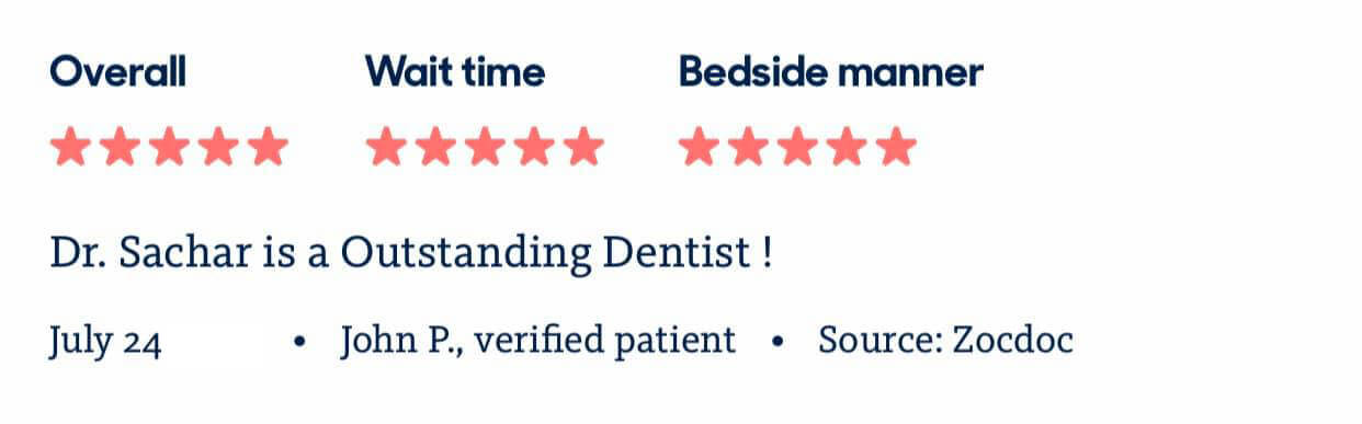 picture of 5 stars review of Sachar Dental NYC