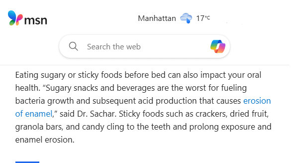 MSN NYC Dentist Sugar at bedtime Dr Sachar interview